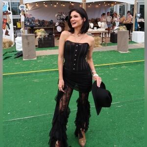 Black Strapless Corset top & matching lace pants